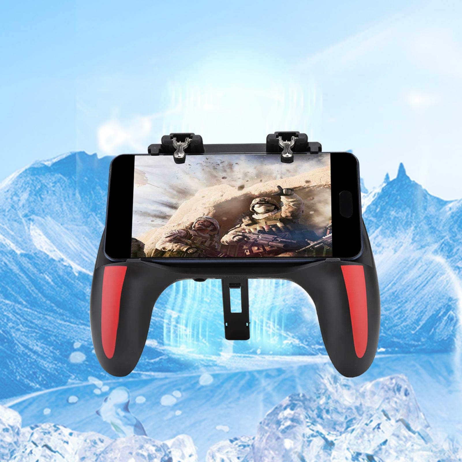 VBESTLIFE Wärmeableitungs-Gamepad, Handy-Game-Controller-Griff mit Zwei Lüftern Universal für 4,7-6,5 Zoll-Telefone