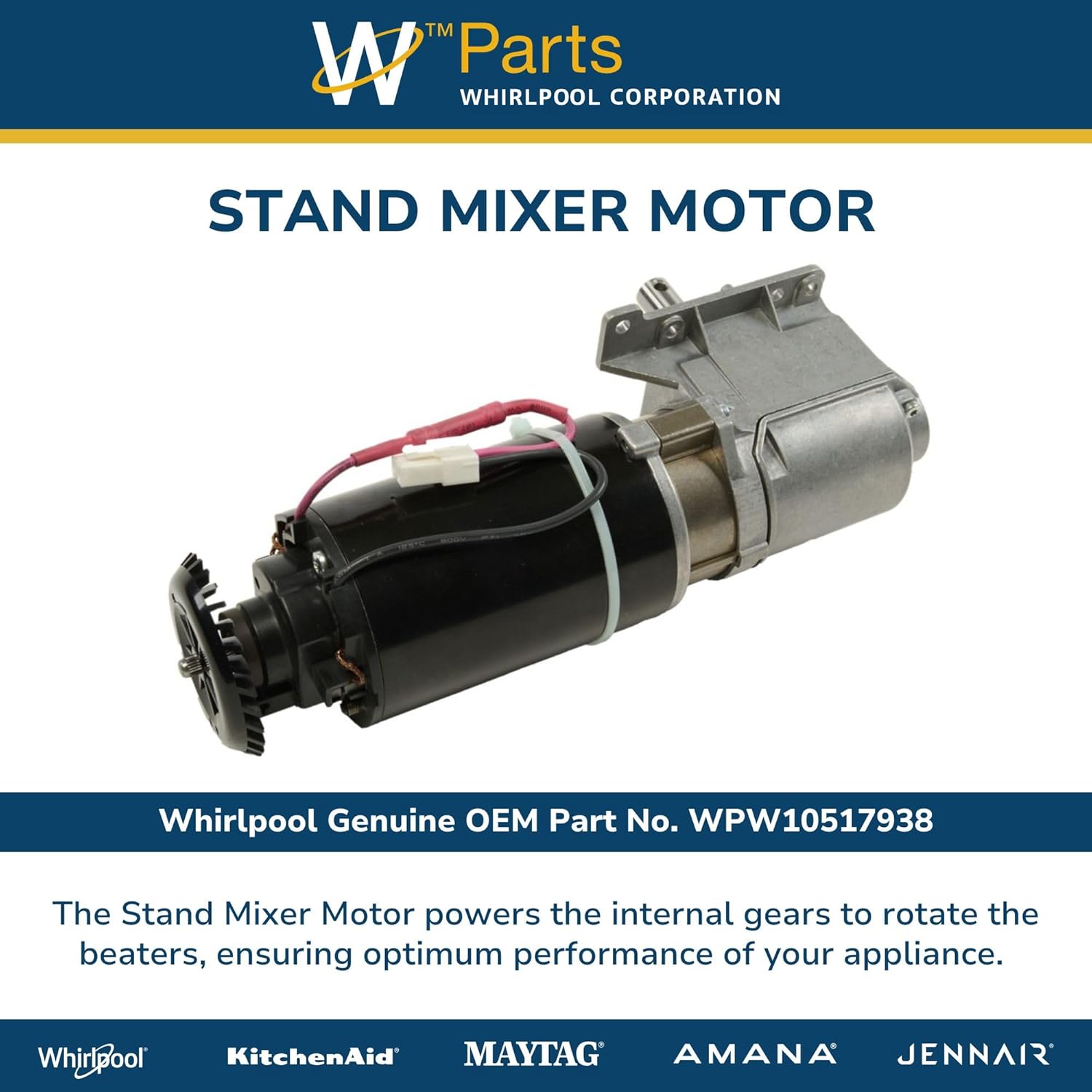 Whirlpool WPW10517938 Genuine OEM Stand Mixer Motor Replacement Part - Replaces W10234504, W10517938