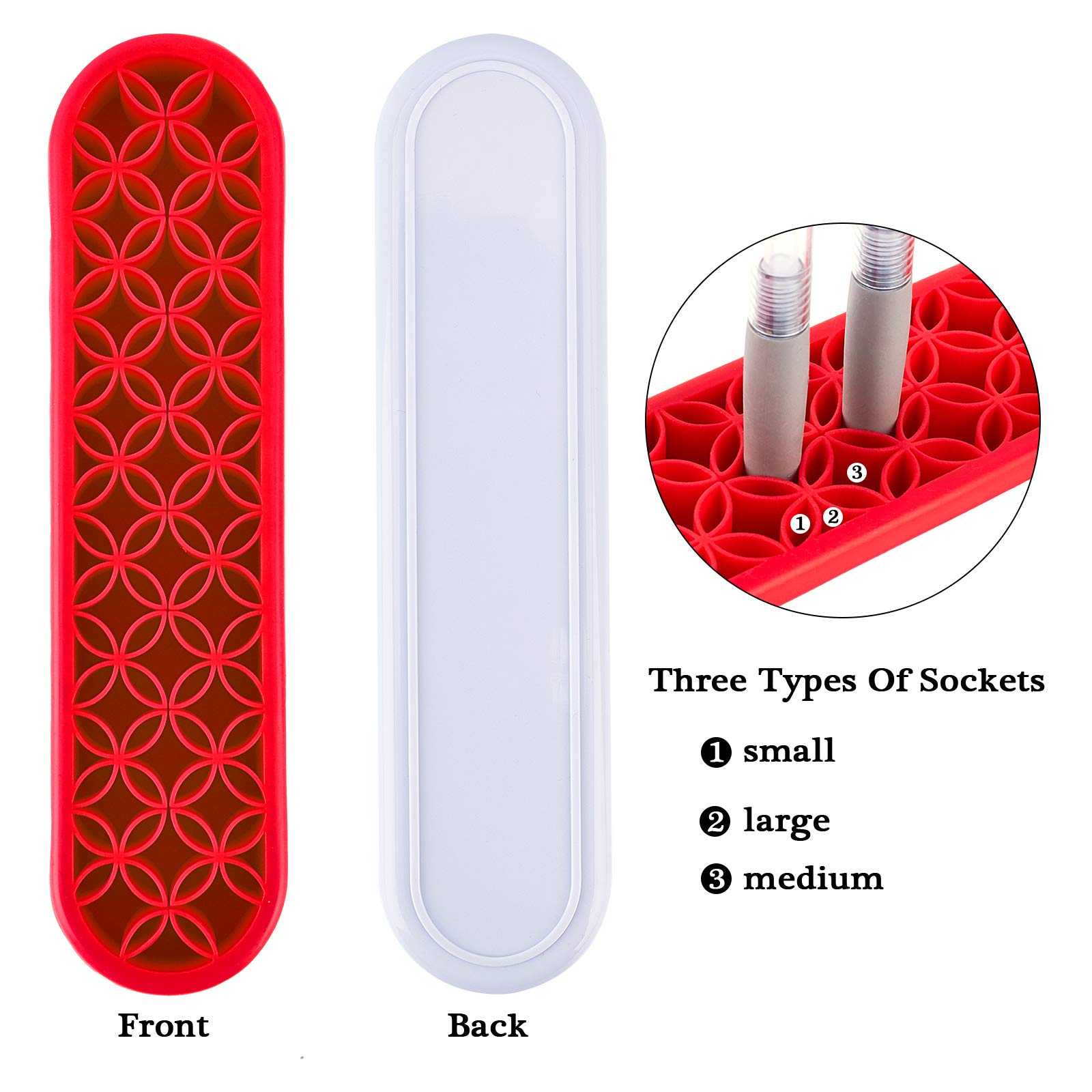 Organisateur De Bureau En Silicone Pour Pinceaux De Maquillage Et Stylos - Support Avec 80+ Trous, Violet, Lavable