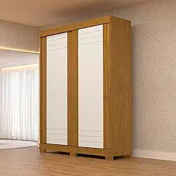 Guarda-Roupa Solteiro 2 Portas de Correr 100% MDF Cinerária Espresso Móveis Cinamomo/Off White