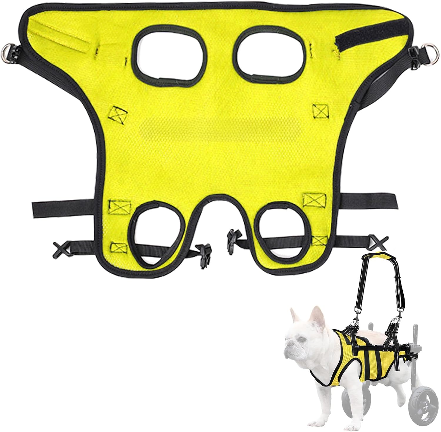 Dog Wheelchair for Back Legs, LED Small Wheelchair for Dogs with Portable Pet Lift, Adjustable Dog Wheels for Disabled Back Legs, Lightweight Dogs Carts with Wheels