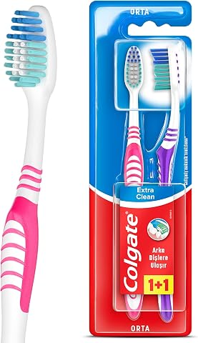 Colgate Extra Clean Dil Temizleyicili Arka Dişlere Uzanan Orta Diş Fırçası 1+1