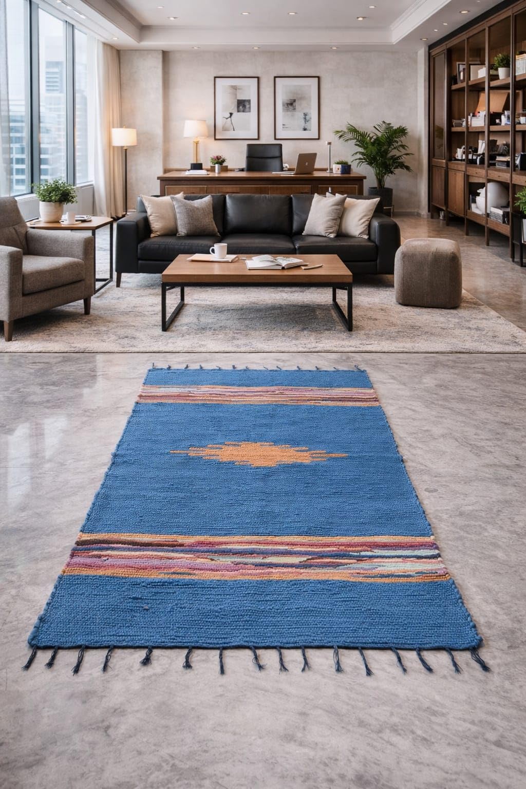 SOBAANRUG Floor Mat, Dari, Chindi Rug, for Bed Room, Living Room, Garden, Picnic, Yoga, Beautifully Design, Cotton Kitchen Mat Floor Carpet, 3.7x6 Feet, Multi Color (MULTIDARI0000)-image-26