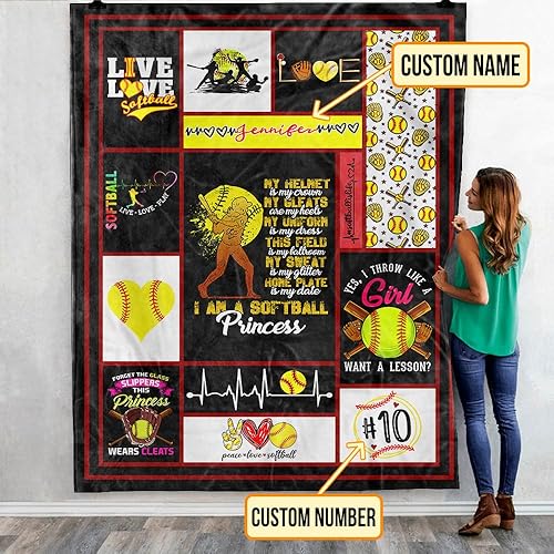 Miniatura 9 de TEEMAN Manta de béisbol personalizada para niño, regalos de noche de béisbol para adultos mayores 2024, manta de bandera estadounidense, regalos de