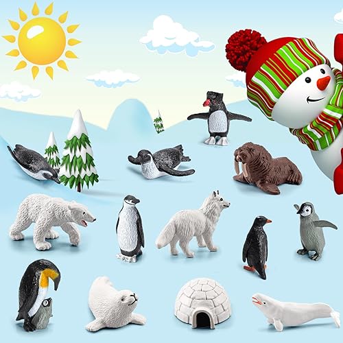 Miniatura 2 de 26 figuras de animales del Ártico, figuras de animales polares con pingüinos, zorro ártico, lobo, oso polar, reno, juguetes en miniatura, decoración