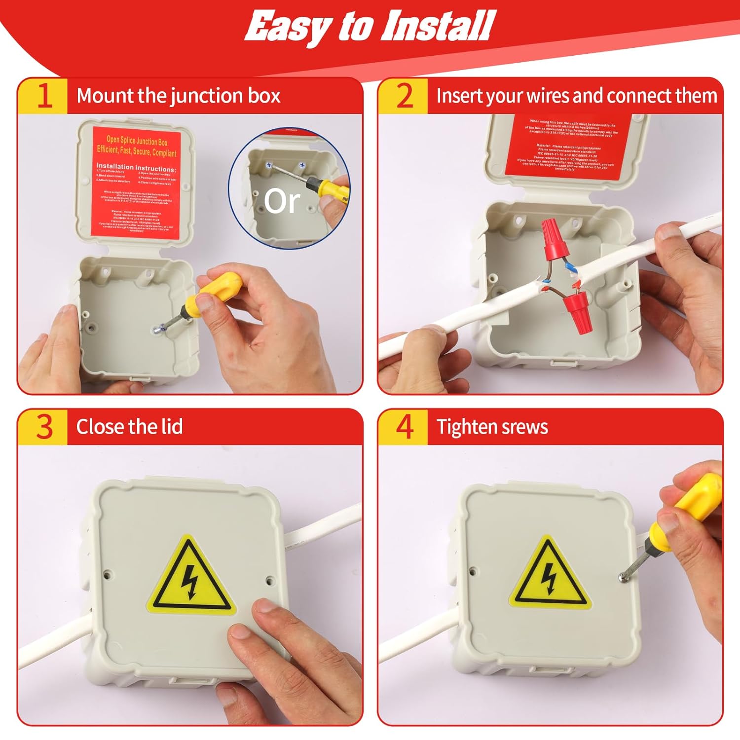 Open Splice Junction Box (4 Pack), 5 Second Installation - Electrical Wire Splice Cubes