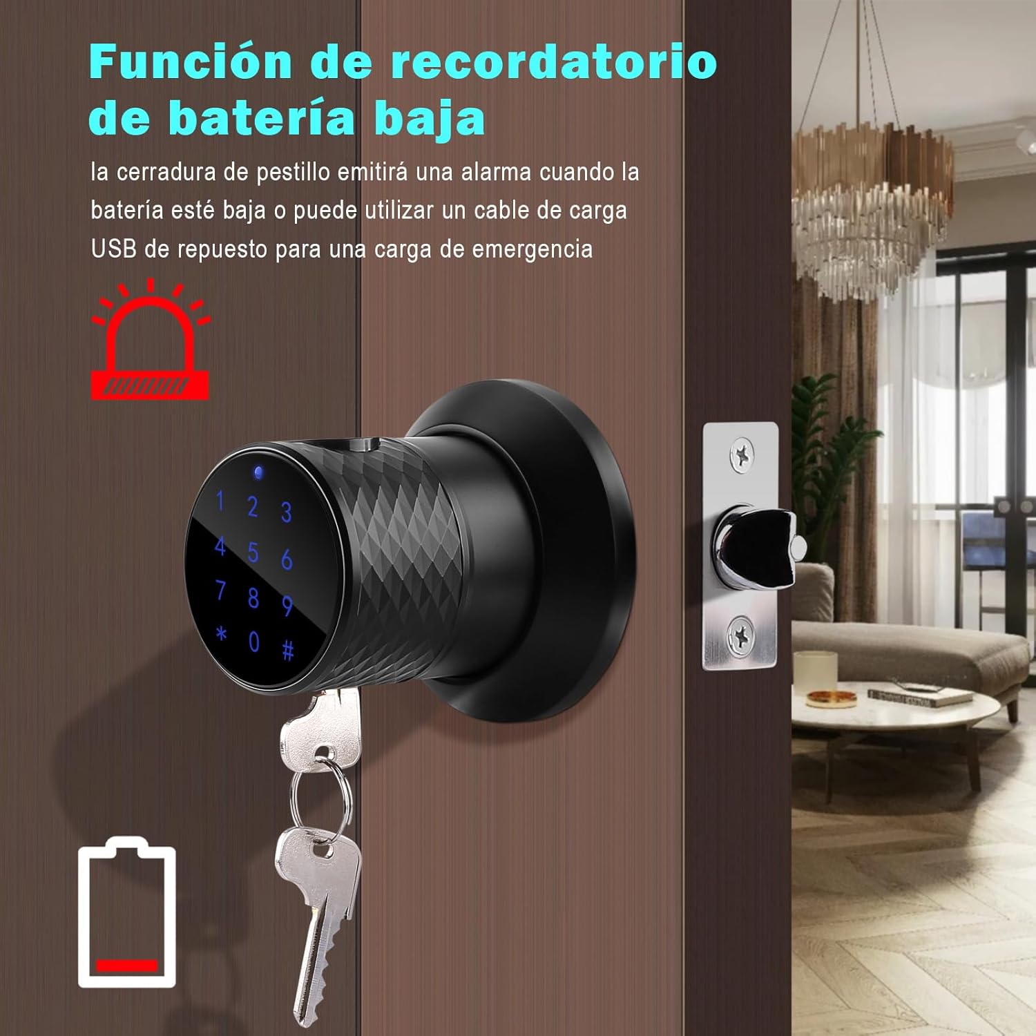 FITNATE Smart Door Knob, Electronic Knob, Smart Door Knob, APP Control, Bluetooth, Fingerprint, Security Guard for Home, Hotel, Office, Black
