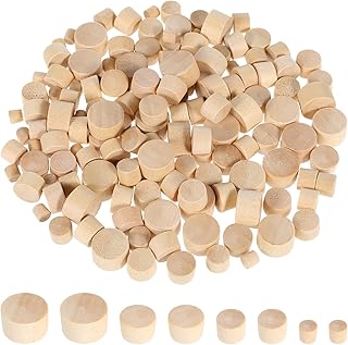150 Pcs Wooden Hole Plug, 4-Sizes Wood Plugs Hardwood Hole Plugs Wooden Button Plug for Table and Chair Legs Cabinet Reserved Holes 3/16 Inches, 5/16 Inch, 3/8 Inches, 1/2 Inch