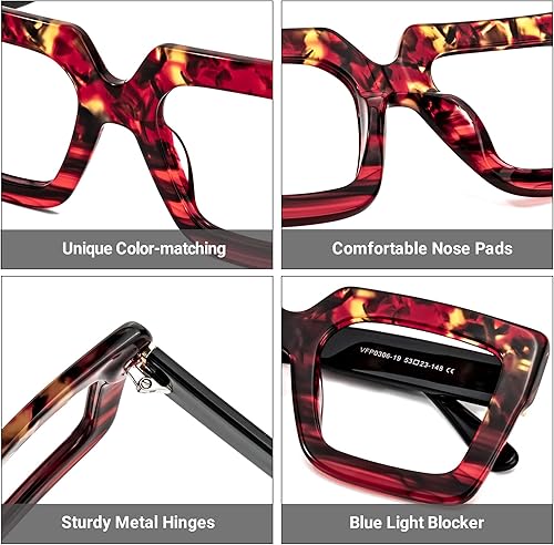 Miniatura 3 de Zeelool Elegantes gafas cuadradas de gran tamaño con bloqueo de luz azul para mujer, 100% protección UV400 Brandon VFP0306