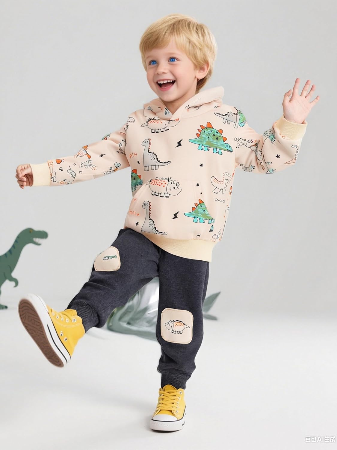 Toddler Baby Boy Clothing Sets Little Dinosaur Printed Hoodies & Pants Kids 2pcs Outfits 2025 - Image 3