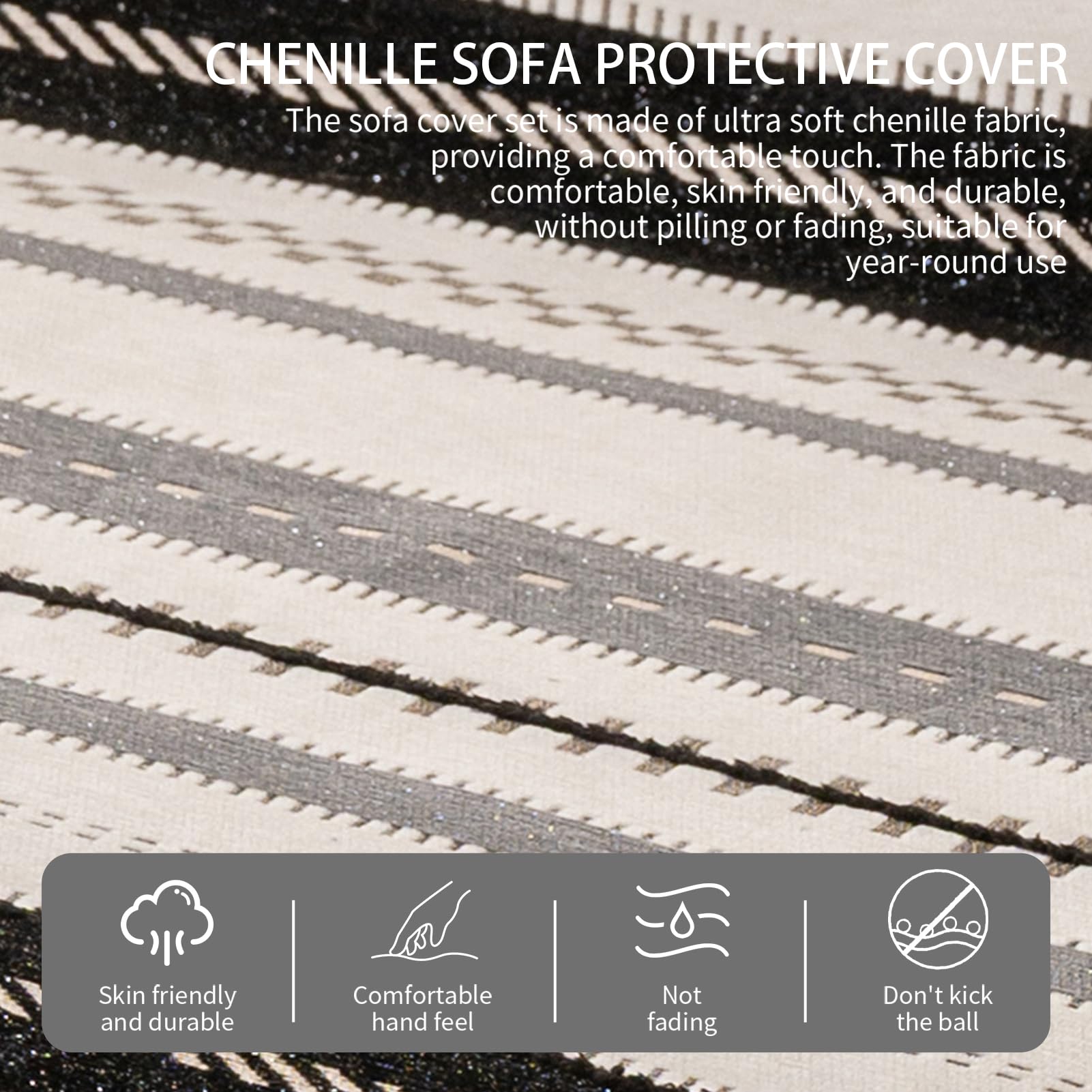 Housse de protection de canapé en silicone épais avec base antidérapante en tissu chenille résistant à l'usure pour canapé sectionnel multi-places en forme de L
