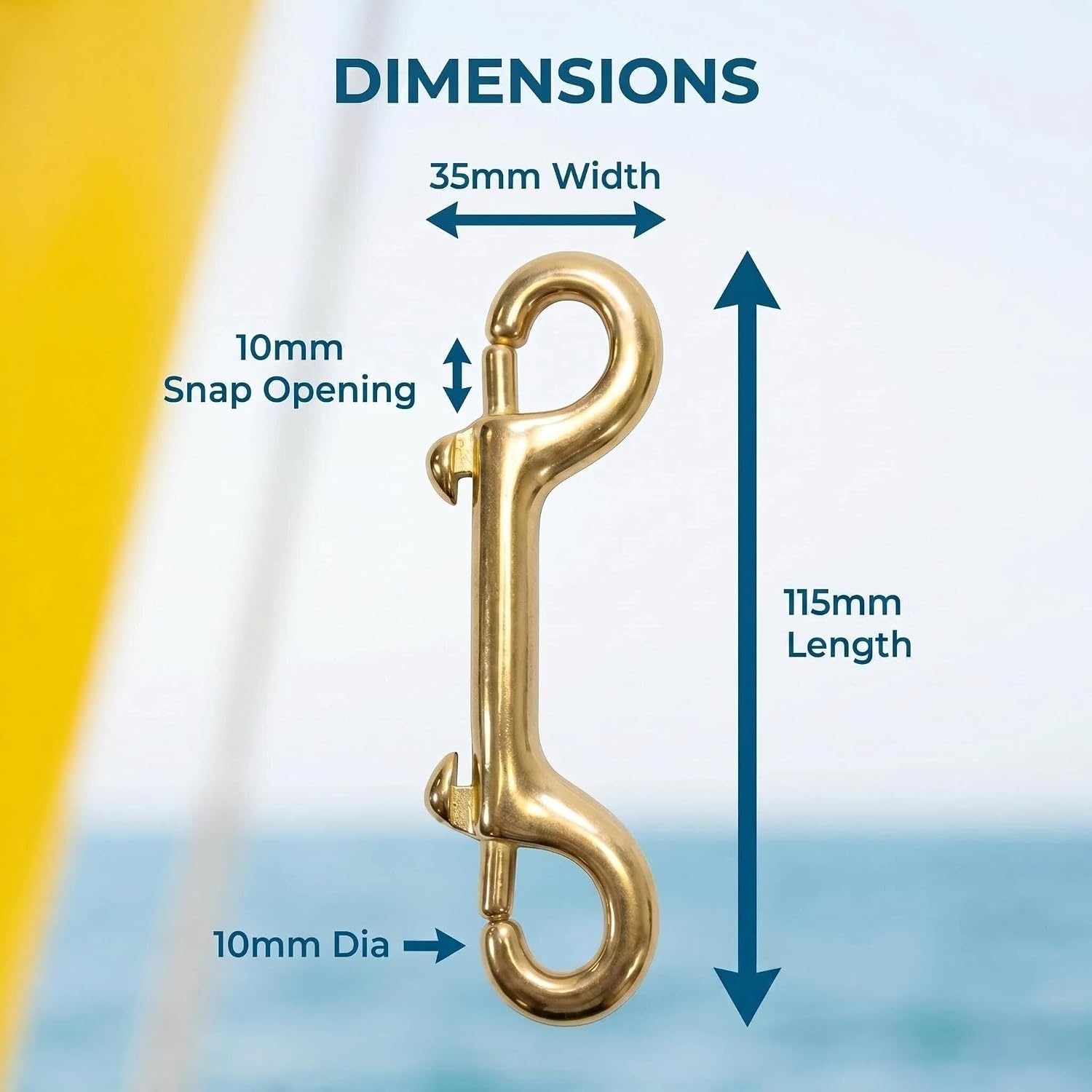 Solid Brass Double Ended Bolt Snap Hooks, Set of 2 (115 mm)