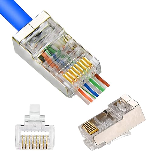 PETECHTOOL Conector RJ45 CAT6 Paso de extremo a través de Ethernet 8P8C enchufe modular para cable Ethernat (20 piezas)