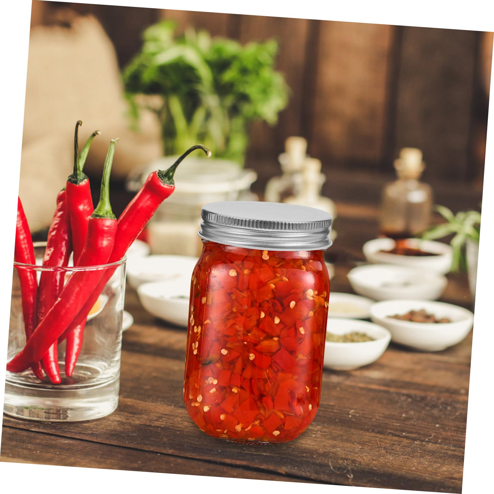 Zerodeko 4 Vasetti in Vetro da 380ml, Riutilizzabili e Sigillati, per Marmellata, Sciroppo e Spezie, per Feste e Decorazioni