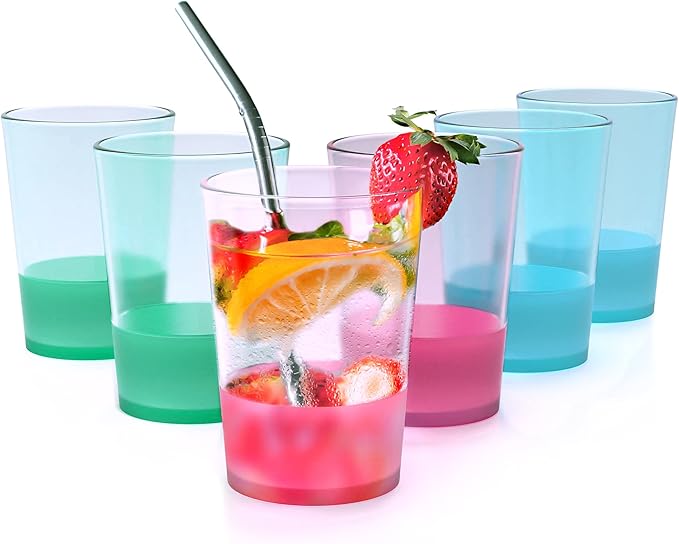 RAKLE Colored Drinking Glasses 17.2Oz 6Pcs Glasses Set