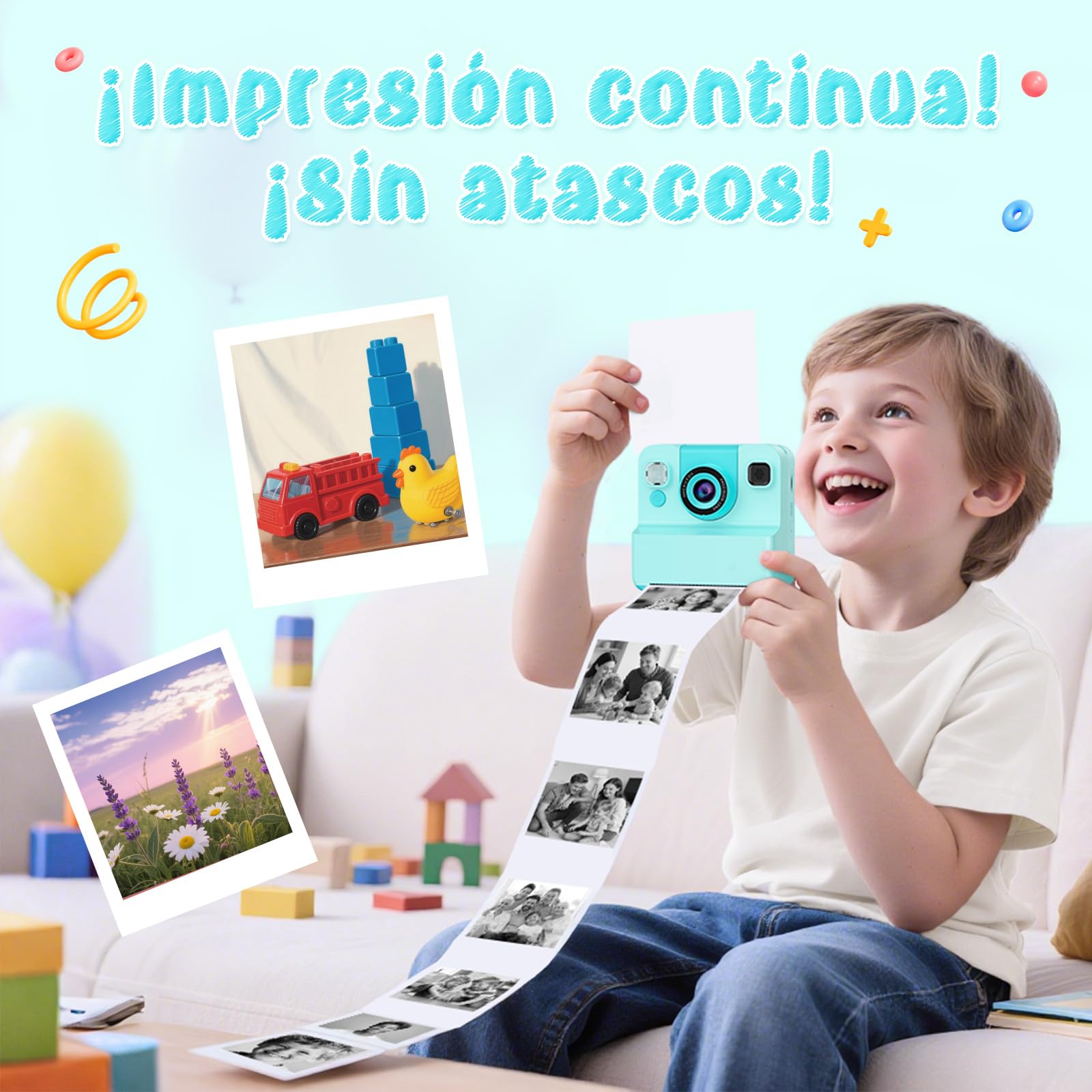 Macchina Fotografica Bambini Istantanea, 2.4" HD Portatile Macchina Fotografica Bambini 1080P Digitale Fotocamera Istantanea Regali Natale Compleanno per 3-10 Foto & 32GB SD