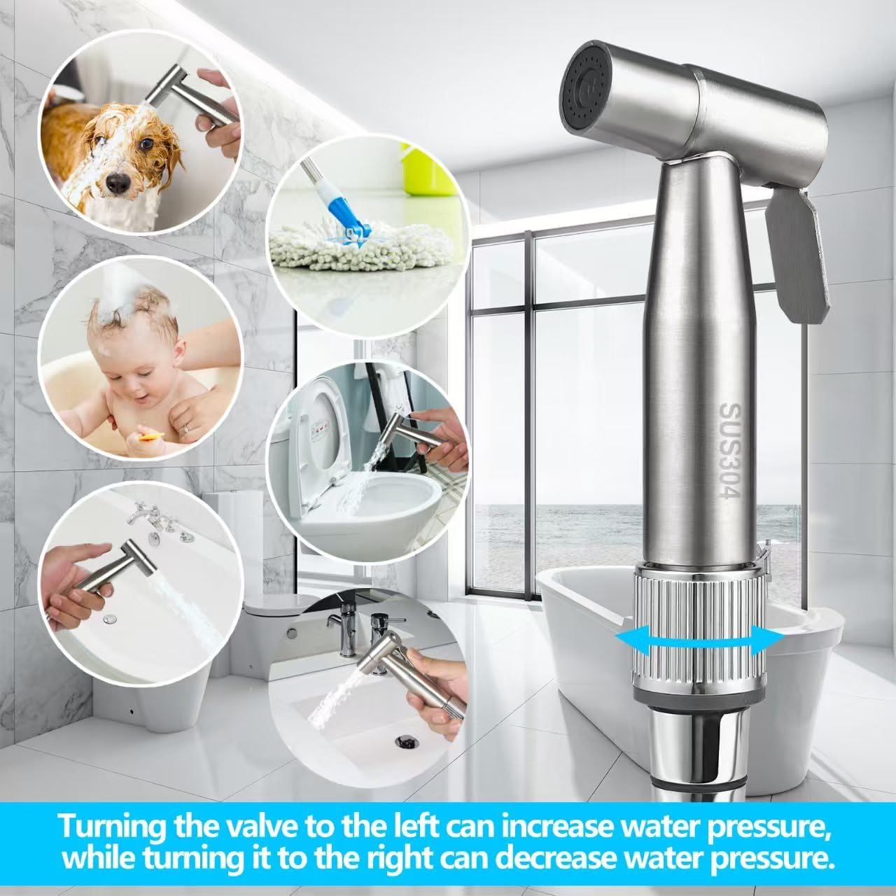 Bidet Sprayer for Toilet with Adjustable Water Pressure, Handheld