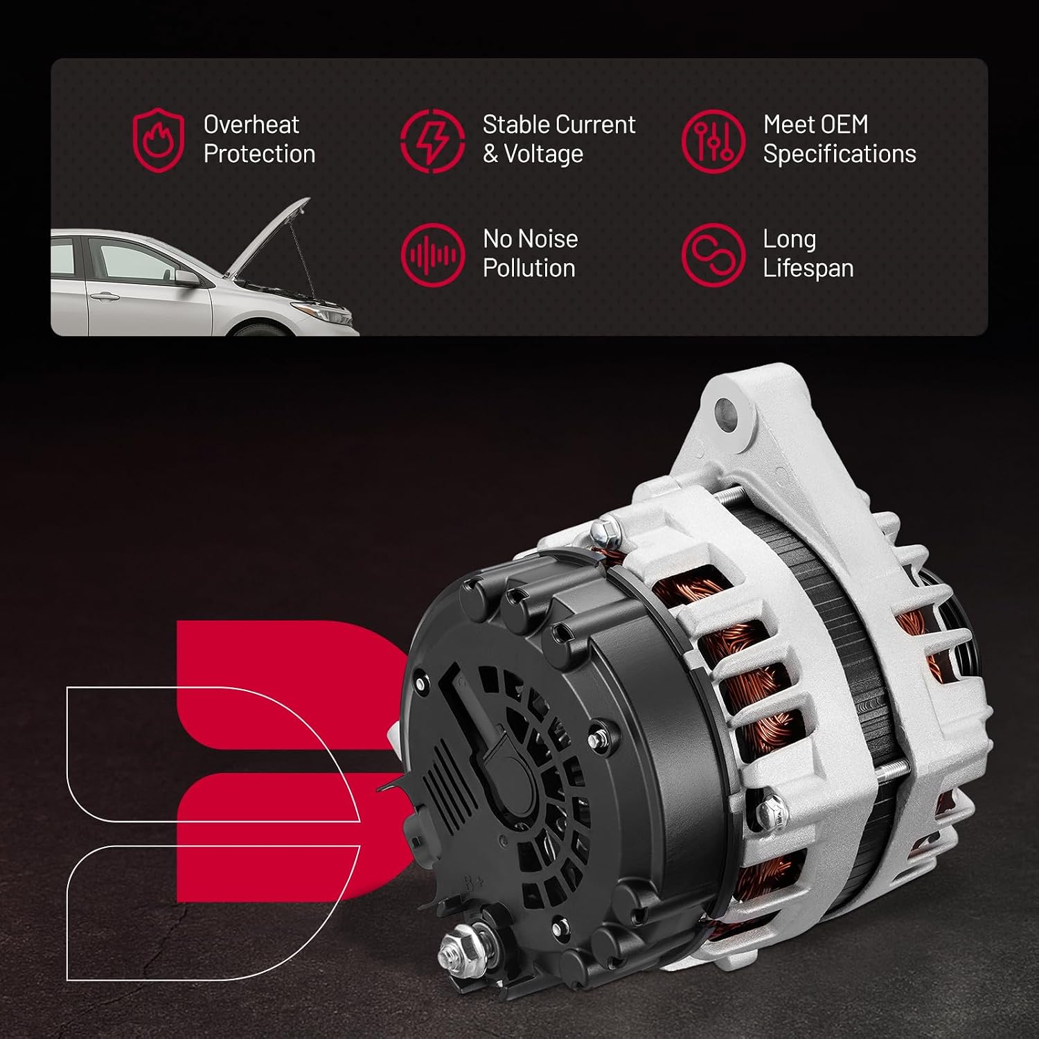 BDFHYK Alternator Compatible with Buick LaCrosse 2010-2016,Compatible with Chevrolet Captiva Sport/Impala/Equinox/Impala Limited 2010-2020,Compatible with GMC Terrain 2010-2012 Replace 11932