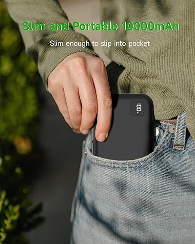 Miniatura 6 de IDMIX, Banco de energía magnético, cargador portátil inalámbrico, 10000 mAh, soporte plegable, batería de carga rápida de 20 W con USB-C, cargador