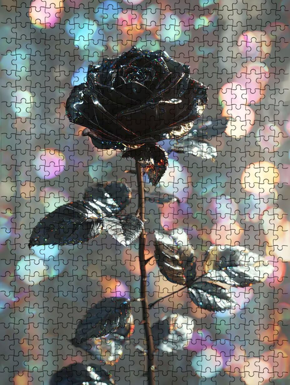 Puzzle 3000 elementów, puzzle dla dorosłych czarna róża artystyczne puzzle, gra puzzli, drewniane układanki, niemożliwe klasyczne układanki, do gry edukacyjnej wyzwanie zabawki, układanki rodzinne