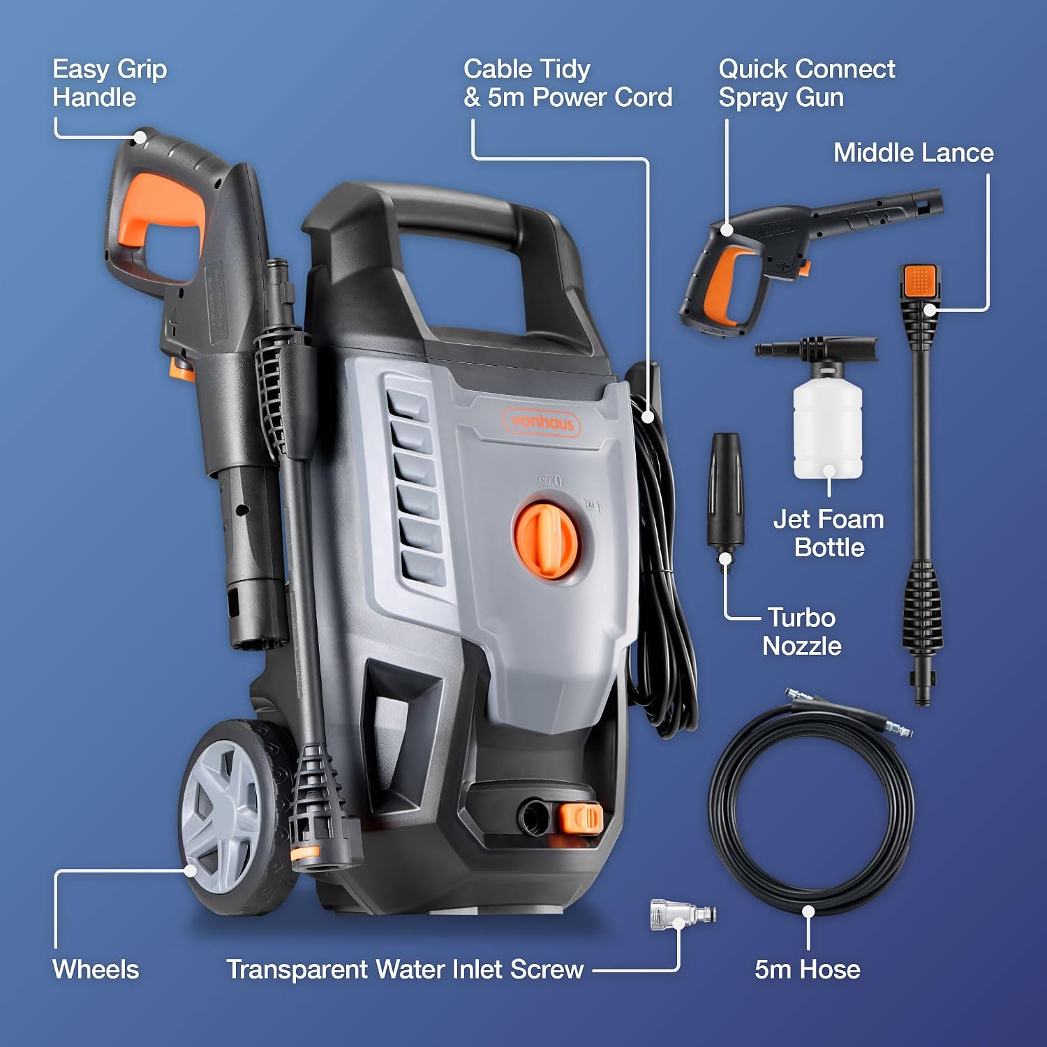 Pressure Washer 1600W – Portable Power Washer for Patio, Car (8100104) thumbnail 7