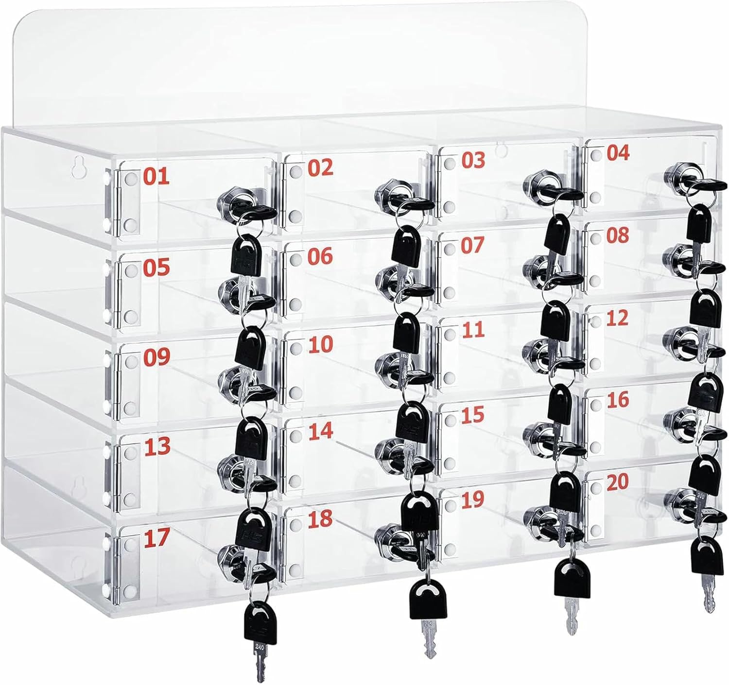 Acrylic Clear Cell Phone Storage Locker Box with Key Wall Mounted Mobile Phone Cabinet for Office School Classroom 12 Slots