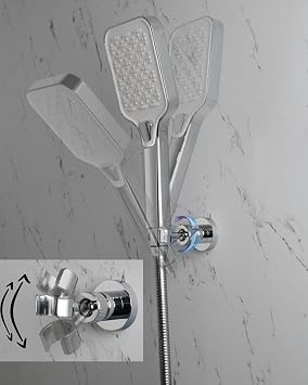 PHASAT Handheld Shower Head Holder Adjustable Solid Brass Handheld Shower Head Bracket Holder Wall Mount,Shower Wand Holder Chrome,A13023C