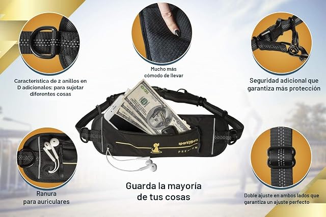 Foto 5 de 8 de SparklyPets - Correa Manos Libres para Perros de Raza Mediana y Grande, arnés Profesional con Costuras…