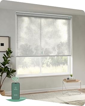 Yoolax Motorized Blinds App Control, Linen Beige, 58" W x 72" H