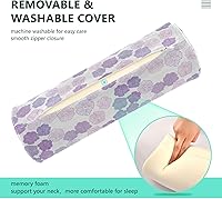 Vista 4 de FRODOTGV Purple Pink Flowers Doodle Decorative Bolster Pillow Cervical Neck Roll Pillow Cover Neck Round Pillow Soft Foam Cylinder Bed Back Support