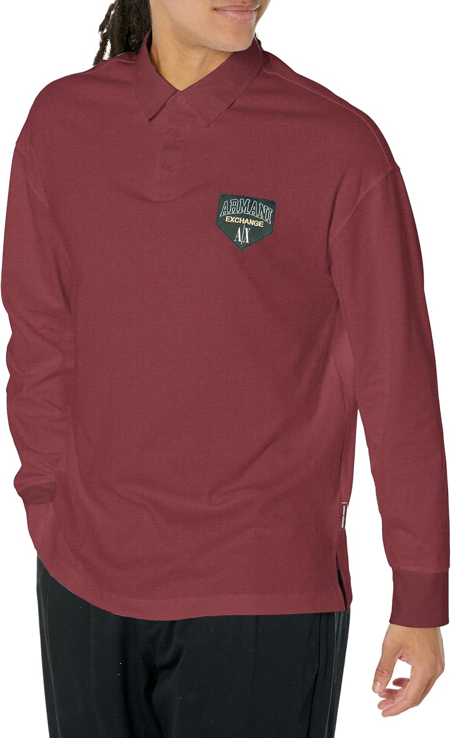Armani Exchange Men's Oversized Heavy Cotton Jersey Collegiate Capsule Polo