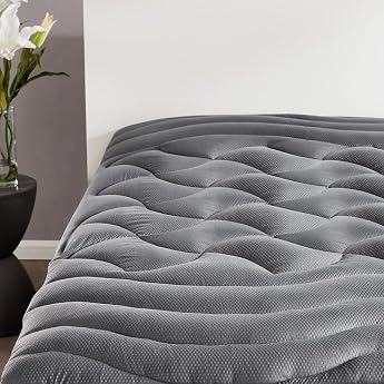 Sleep Zone California King Cooling Mattress Topper Premium Mattress Topper Padded Mattress Protector Breathable Washable Deep Pocket 8-21 Grey Cal King