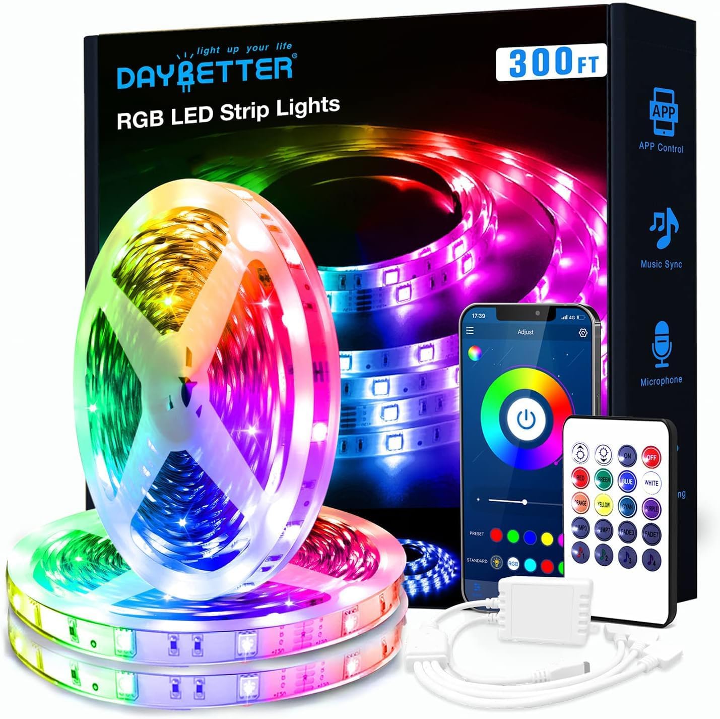 DAYBETTER Led Strip Lights 300ft, Color Changing Led Light