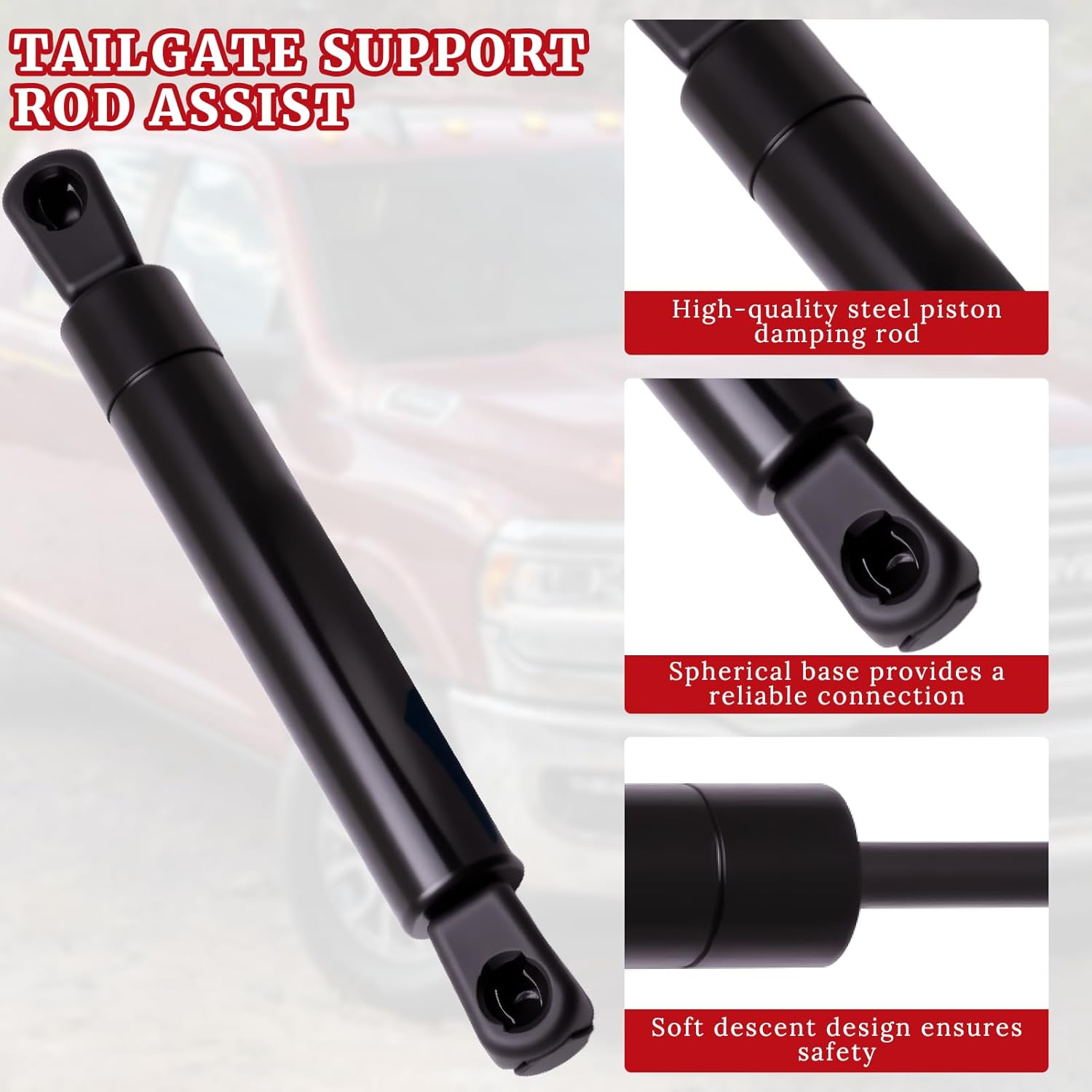 Tailgate Strut Damper 68362518AA Fit for 2019-2024 Ram 2500 3500 Pickup Truck Automotive Replacement Shock Lift Supports Slow Close Direct Replacement Clip-On Type Black