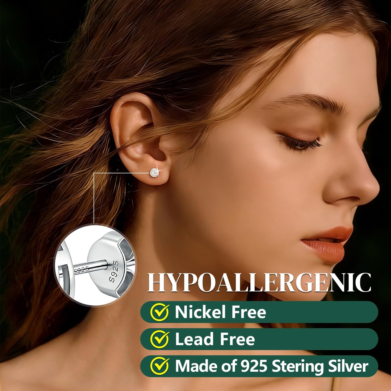 Moissanite Halo Earrings Studs, 0.5CT-2CT 18K White Gold Plated 925 Sterling Silver Hypoallergenic Stud Earrings for Women Men, Round Moissanite Studs Earrings for Sensitive Ear D Color VVS1 GRA