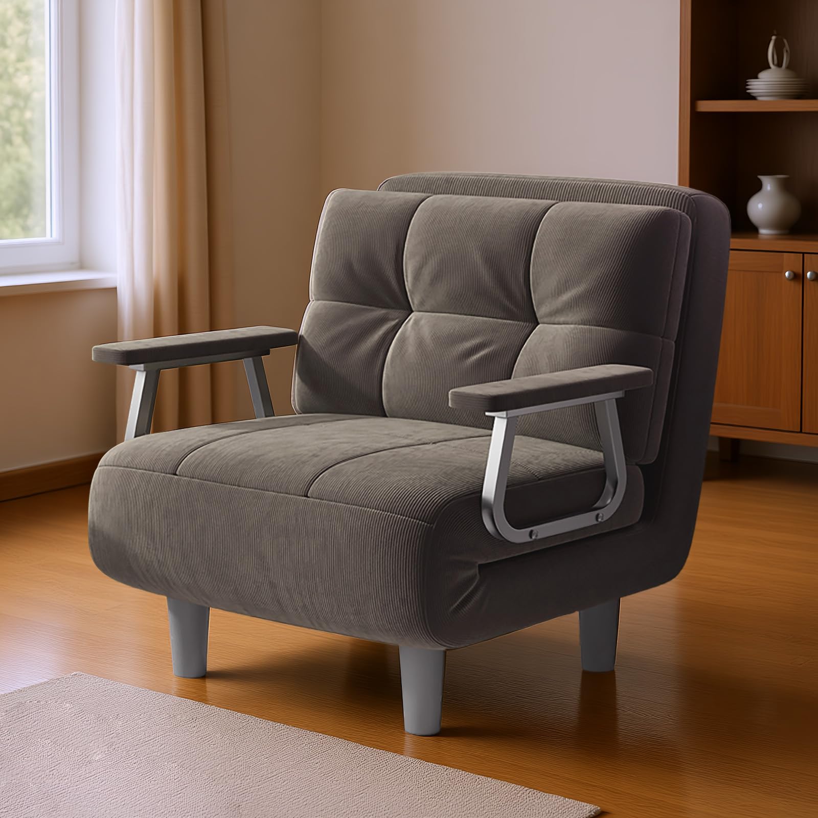 Fabulcozy 4-in-1 Folding Sofa Bed, Single Convertible Chair Bed with 5-Position Backrest & Pillow, Padded Sleeper Couch for Living Room Guest — image 1