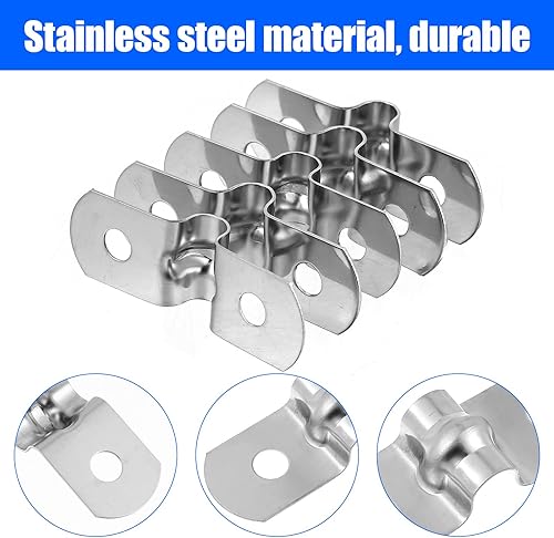 Miniatura 4 de 50 piezas de 14 de pulgada con dos agujeros de correa en U, abrazadera rígida M5 para tubería de acero inoxidable, abrazadera de conducto para