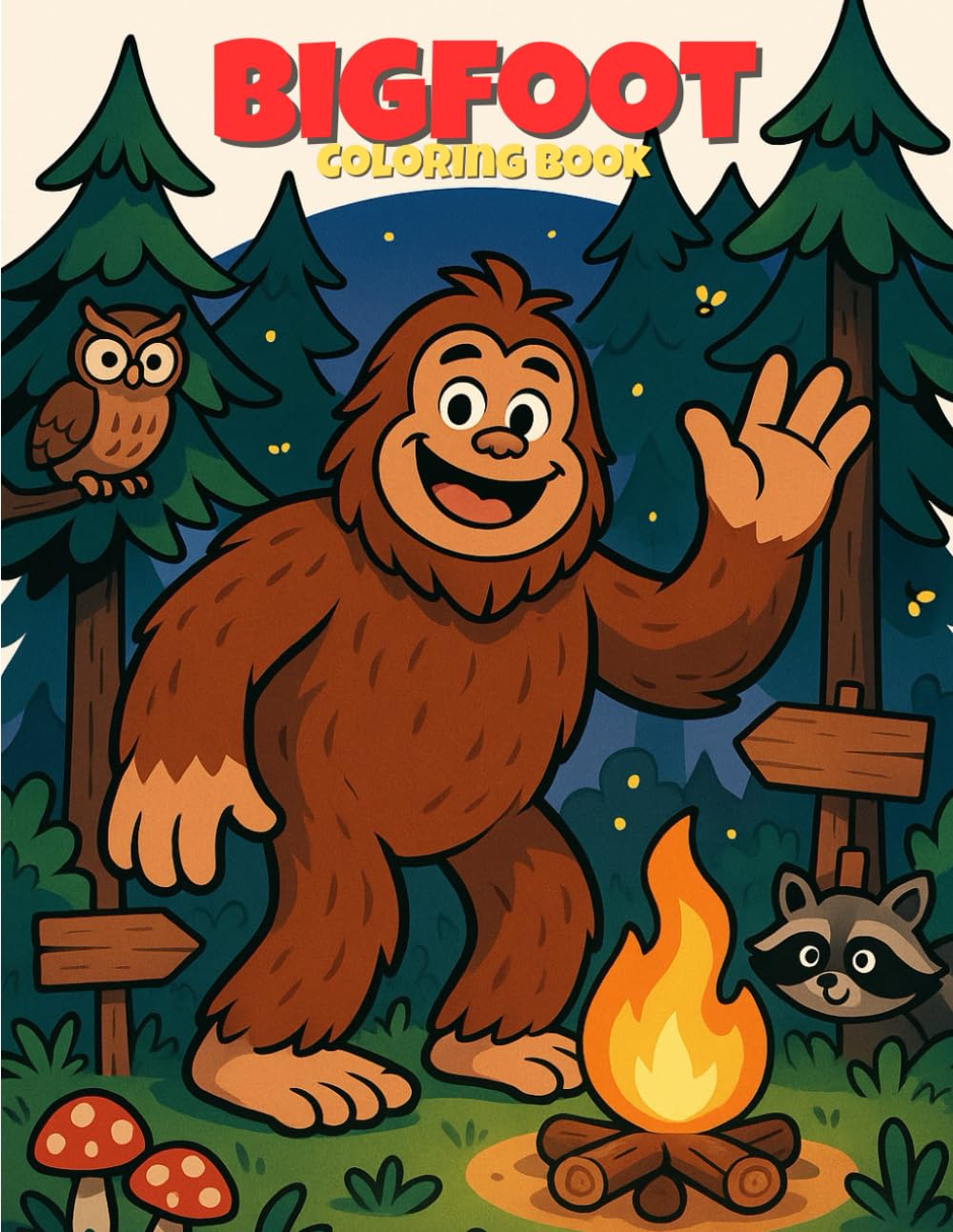 Bigfoot Coloring Book: Bold, Easy-to-Color Sasquatch Scenes—Forests, Footprints & Fun that Boost Creativity and Fine-Motor Skills