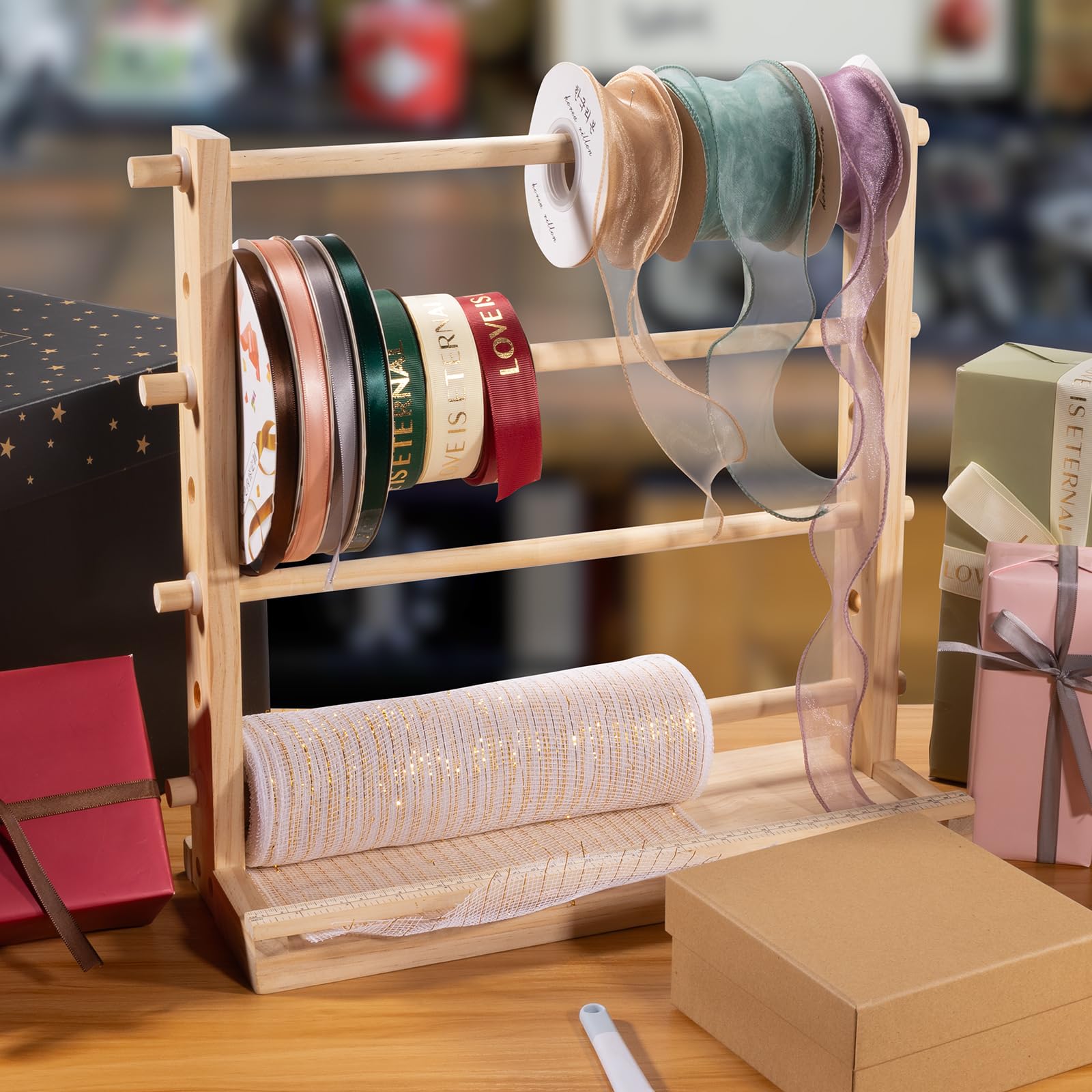 Ribbon Organizer Storage Rack Spool Holder Sewing Craft Wreath Mesh ...