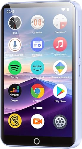 Reproductor MP3 de 96 GB con Bluetooth y WiFi, pantalla táctil IPS portátil de 4.02 pulgadas, reproductor MP3 Android para niños con Spotify,