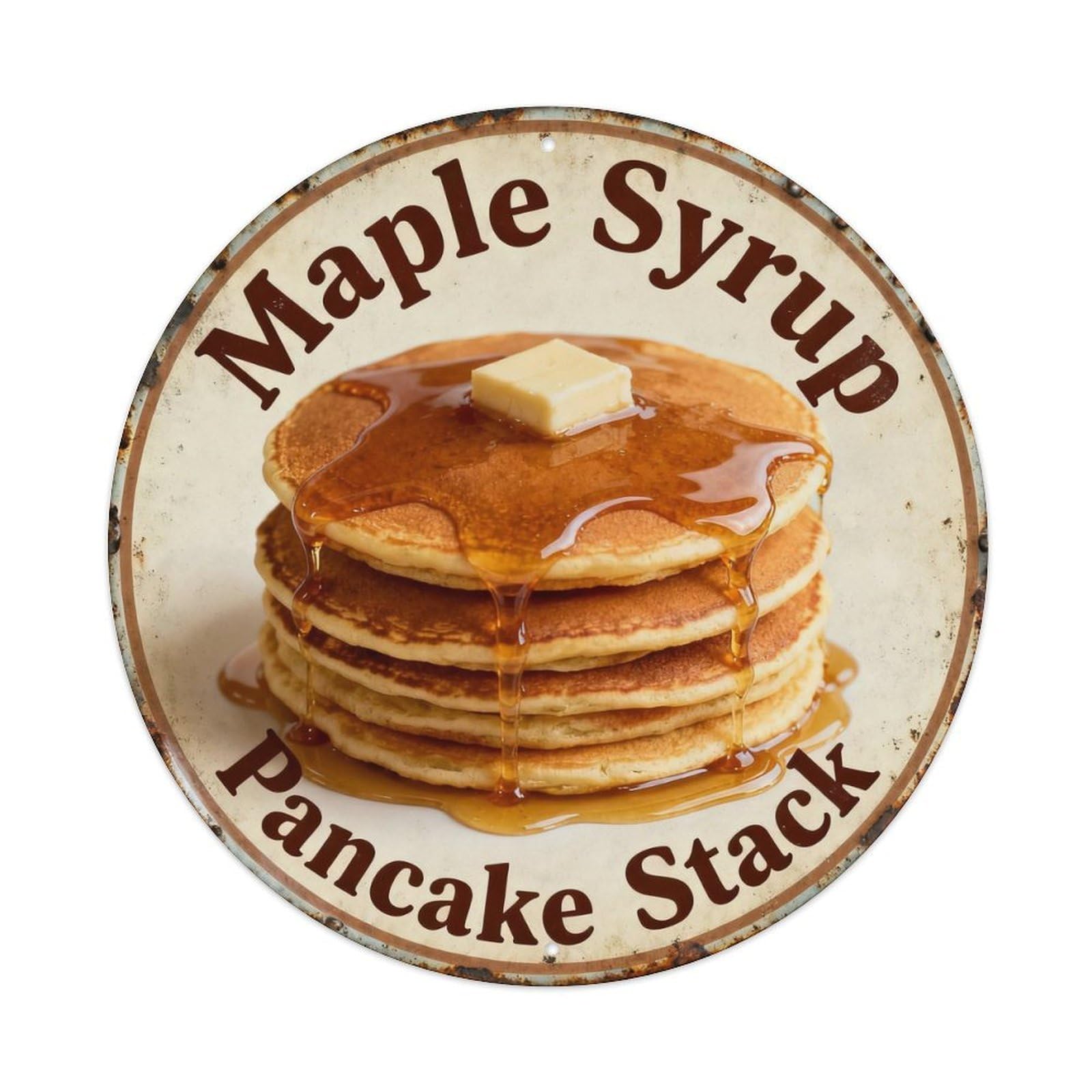 Maple Syrup Pancake Stack Metal Tin Sign Plaque