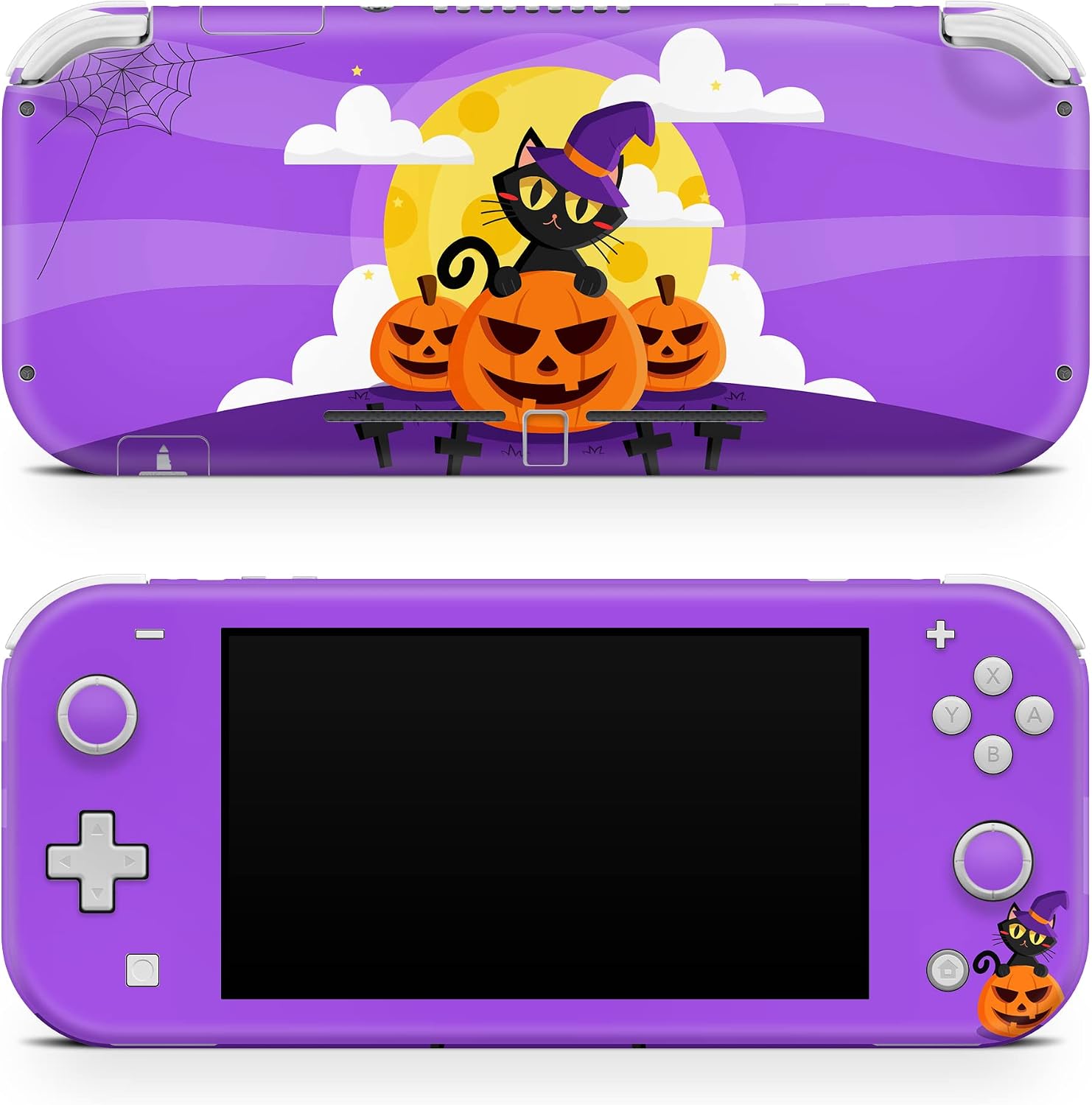 TACKY DESIGN Purple Halloween Skin Compatible with Nintendo Switch lite Skin, Pumpkin Skin Compatible with Switch lite Stickers, Vinyl 3m Decal, Full wrap Cover