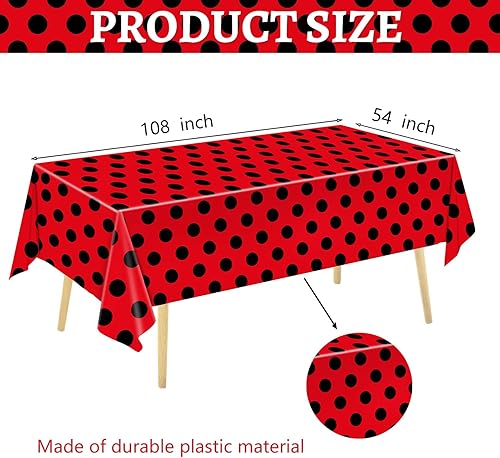 Miniatura 3 de Oigco Juego de vajilla de fiesta de cumpleaños de mariquita incluye platos de papel, servilletas, mantel, tenedores para decoración de fiesta de