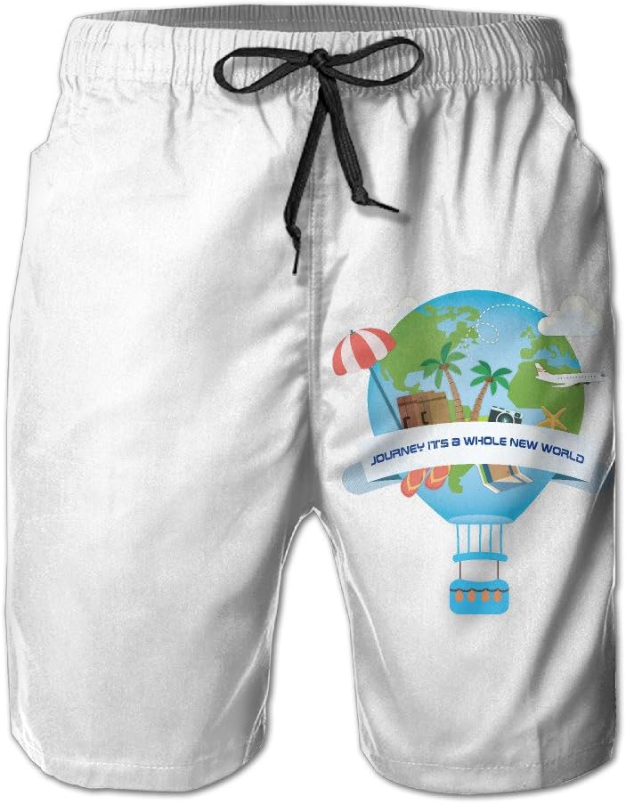 Hot Air Balloons Journey Its A Whole New World Men's Beach Shorts Pants Summer Men Beach Pants