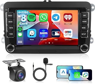 [6G+128G] 8-Core Car Radio for Volkswagen VW Jetta Passat Golf Beetle Polo Caddy Tiguan Touran for SEAT for Skoda with Wireless Carplay Android Auto, 7 Inch Touch Screen with Bluetooth,DSP,FM RDS