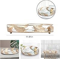 Vista 6 de ZYSM Bandeja decorativa redonda organizadora de maquillaje, bandejas de metal con espejo para mesa de café, perfumes, joyas, bandejas grandes