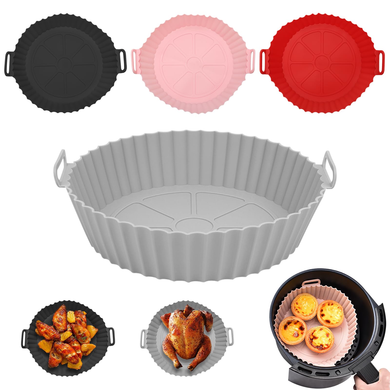 Teglia In Silicone Per Friggitrice Ad Aria Ø20cm - Antiaderente, Lavabile E BPA Free - Foto 12