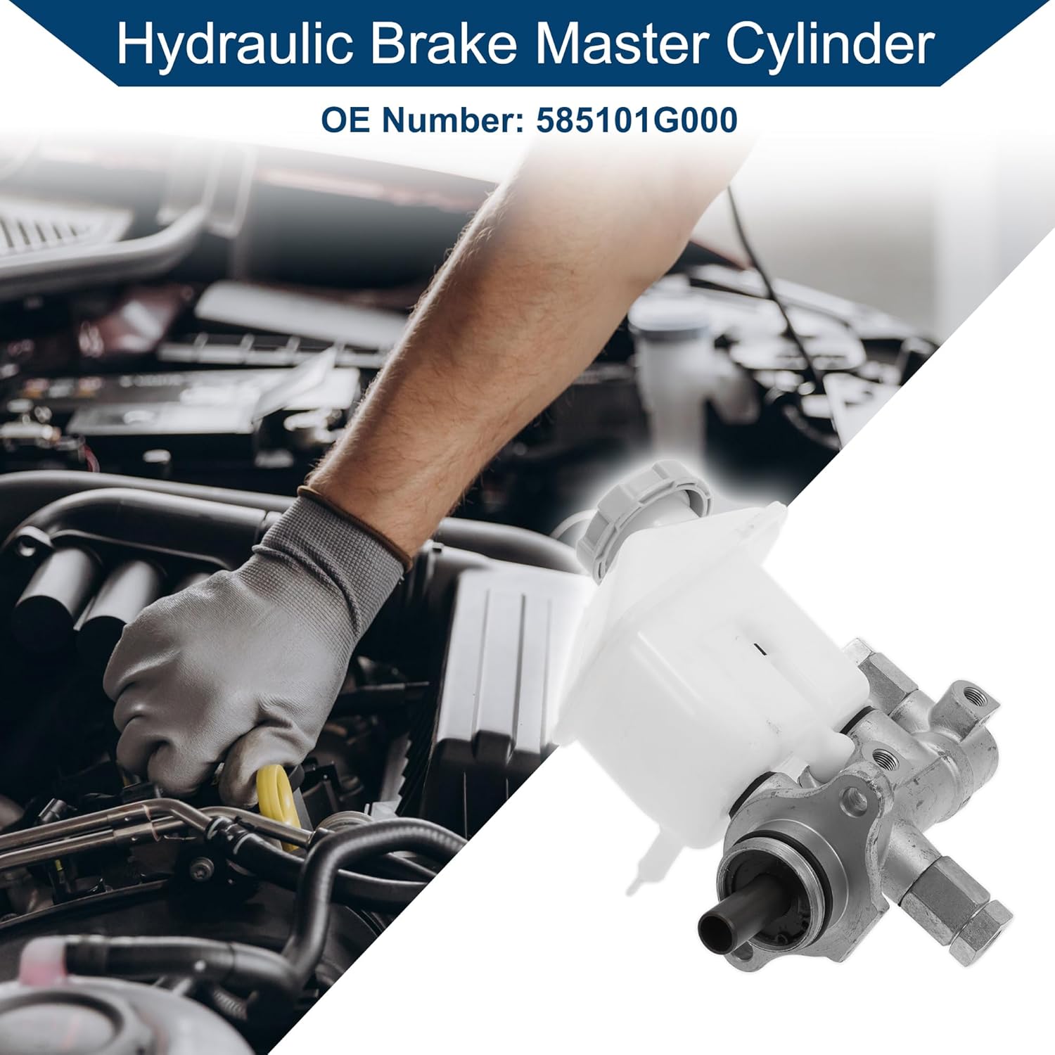 No.585101G000/M630568 Brake Master Cylinder with Reservoir for Hyundai Accent 2006-2010 Hydraulic Master Cylinder Aluminum Alloy Plastic 1 Pc