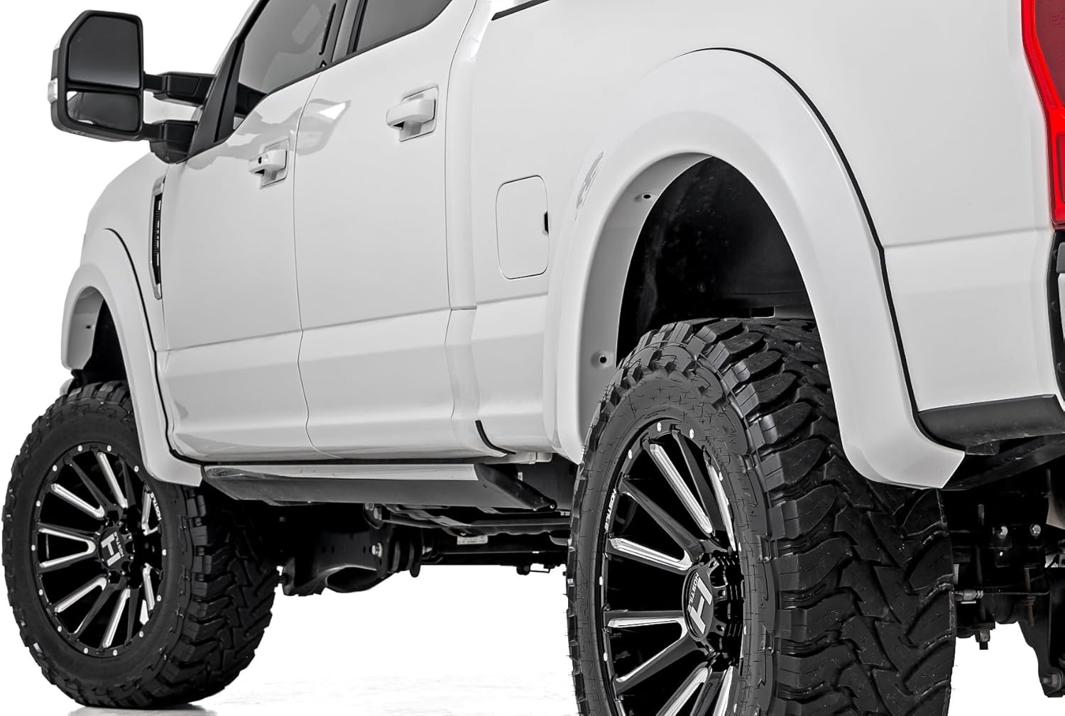 Rough Country Sport Fender Flares for Ford F-250/F-350 Super Duty (2017-2022) - 1" Tire Coverage, 7" Height, UV-Resistant ABS, Paintable Matte Black