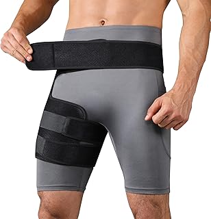 Hip Brace for Sciatica Pain Relief, Adjustable Thigh Compression Sleeve for Women Men, Groin Brace Wrap, Hamstring Compression Hip Support For Thigh Injury, Pulled Groin Muscles,Pain Relief